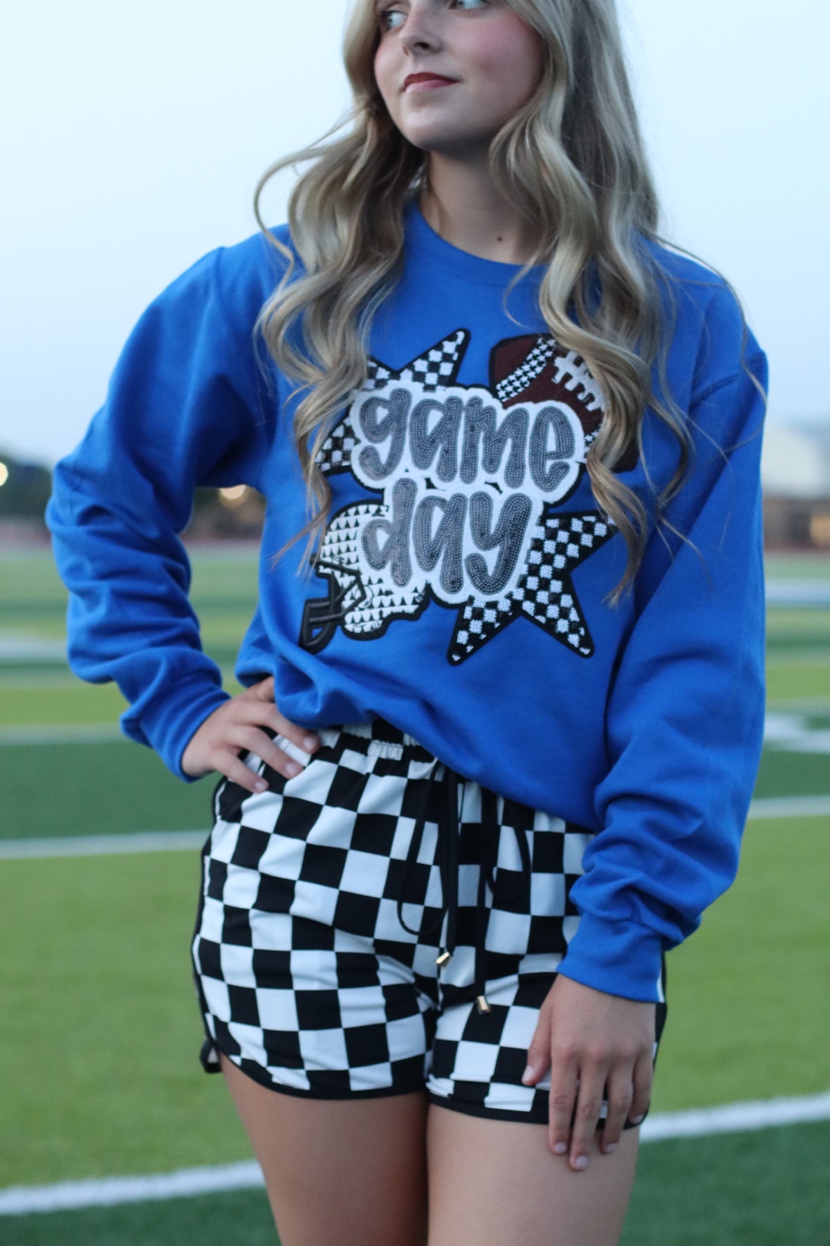 Jerzees royal Game Day/patch sweatshirt