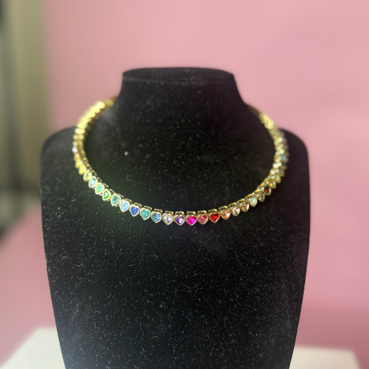 Rainbow Hearts Choker Necklace