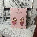 Pink Enamel Heart Charms Earrings
