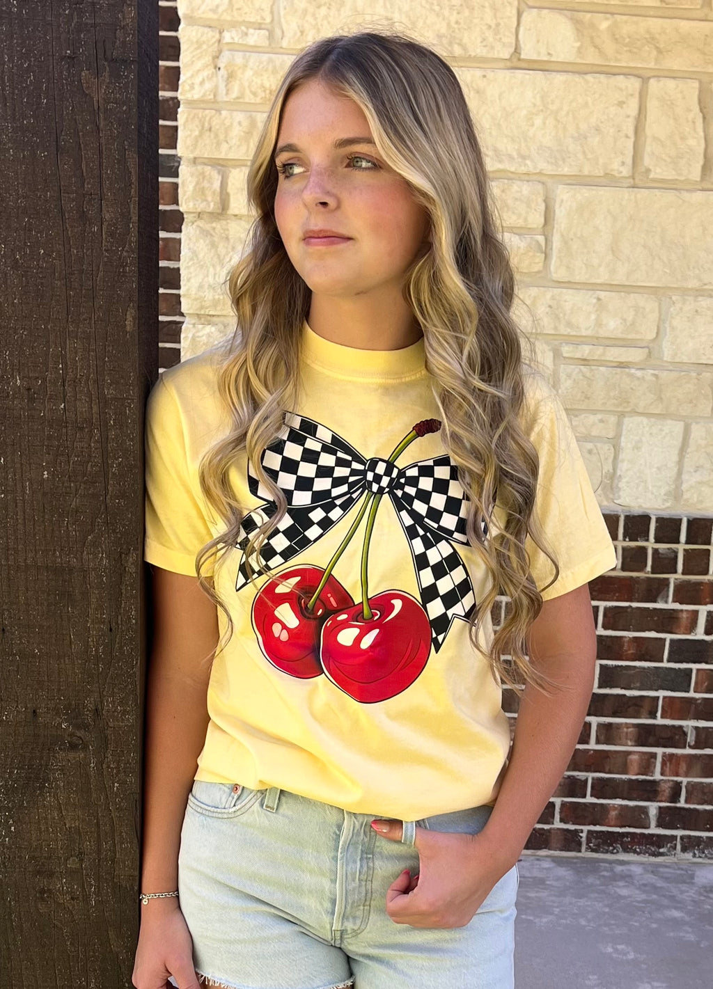 Retro Cherry Check Tee