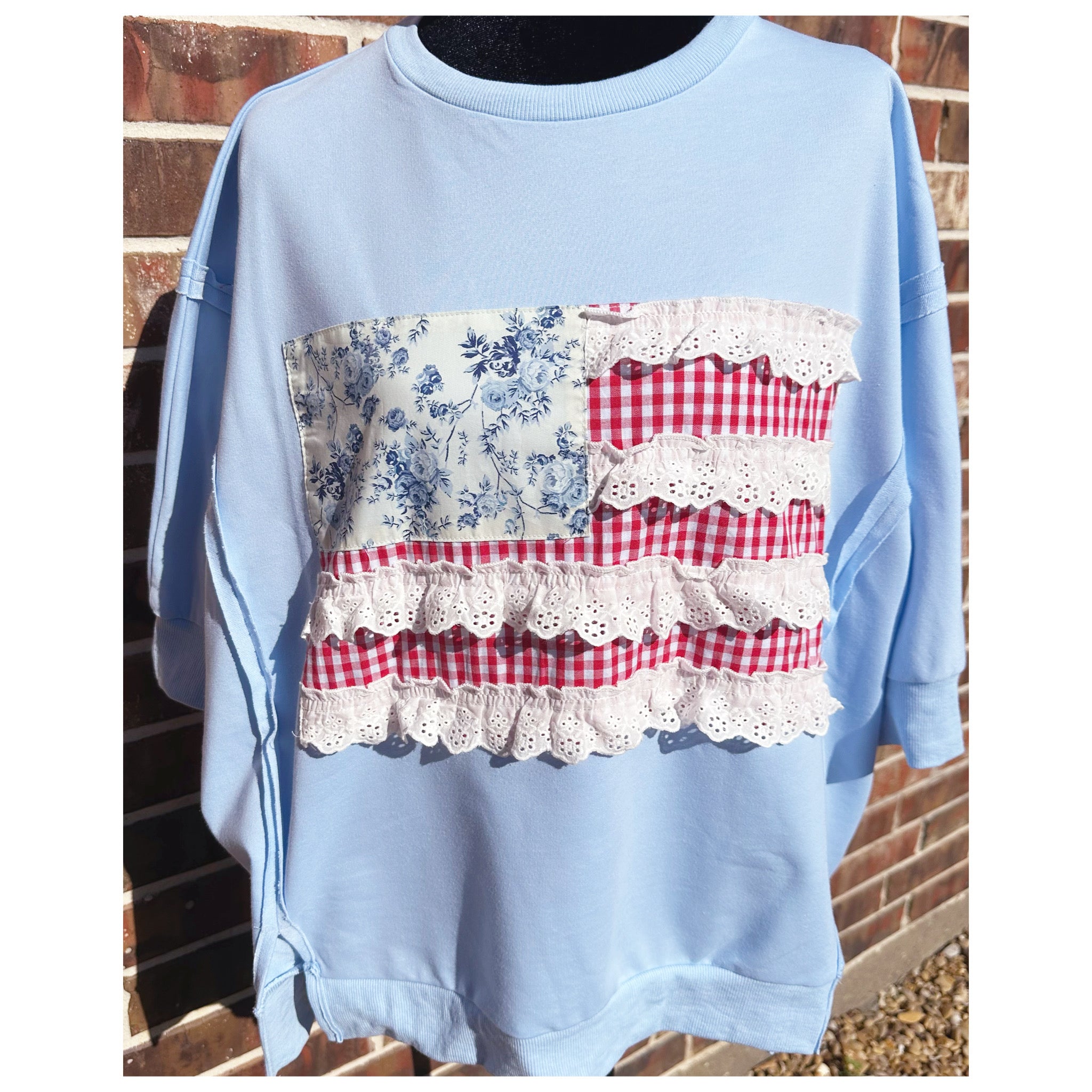 Red, White & Ruffled top