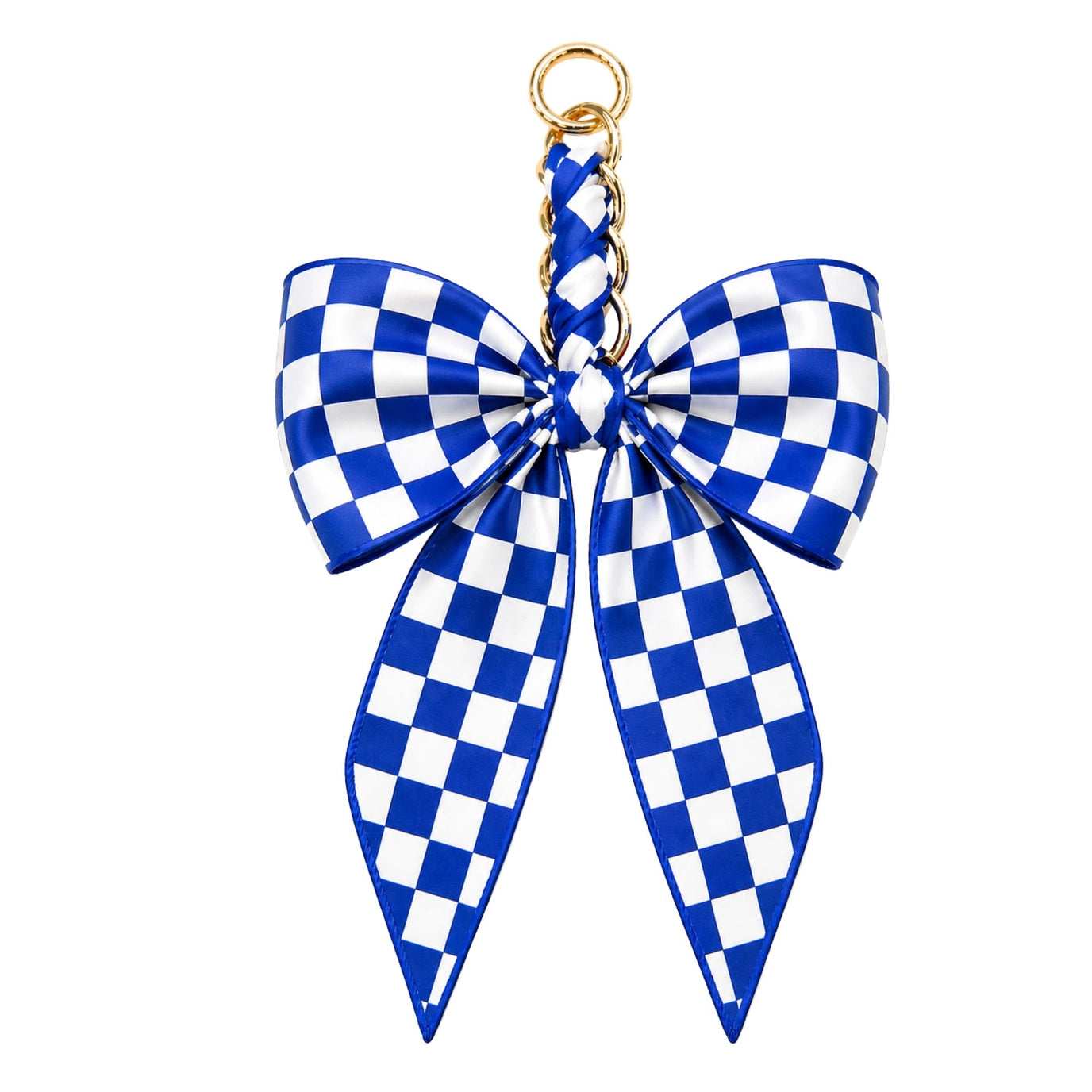 Bag charm - blue/white check