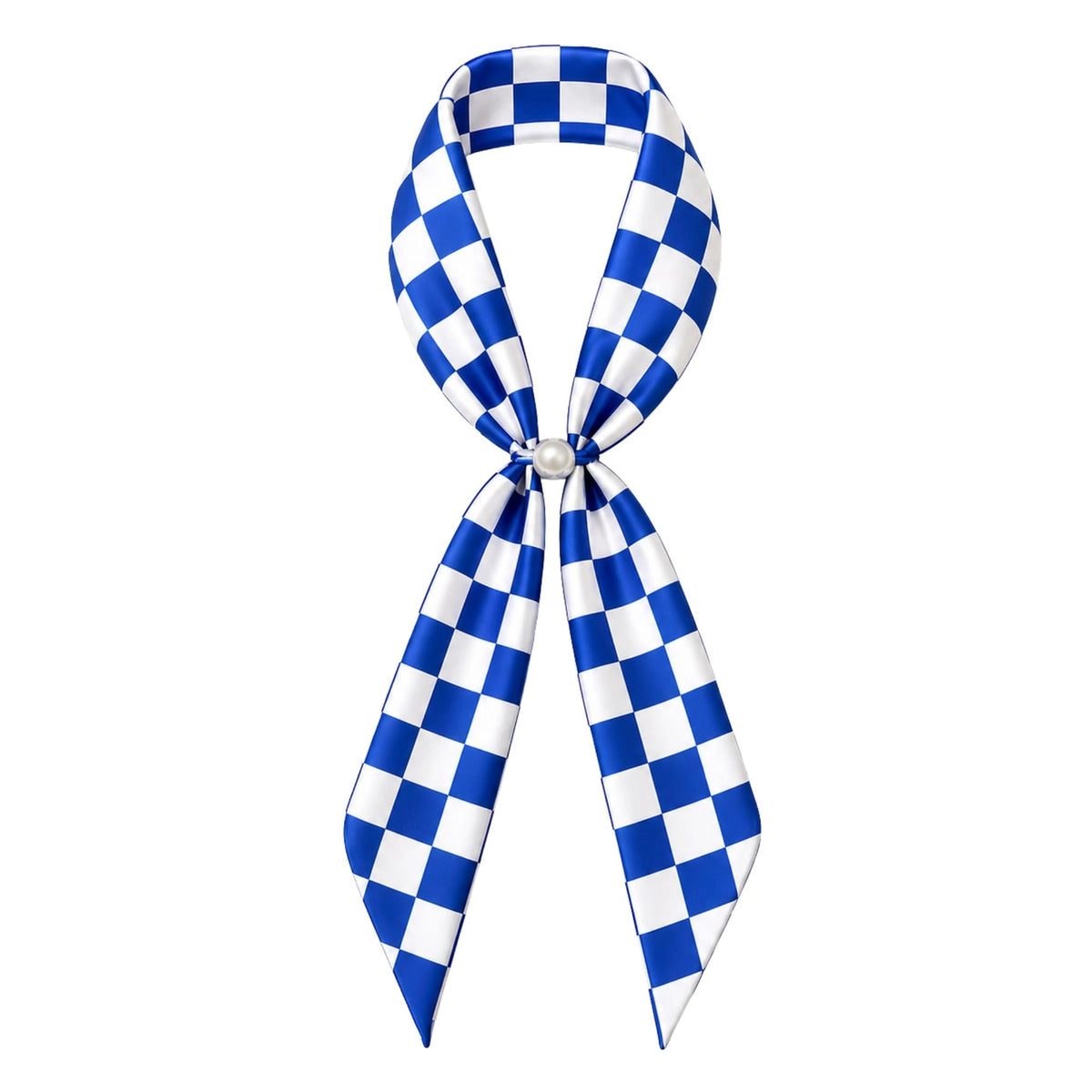 Magnetic scarf - blue/white check